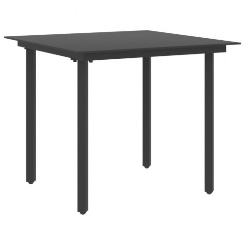 Havebord 80x80x74 cm stål og glas sort