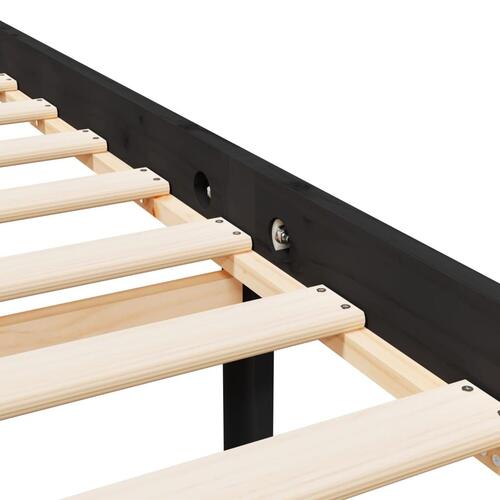 Seniorseng 135x190 cm dobbeltseng massivt fyrretræ sort
