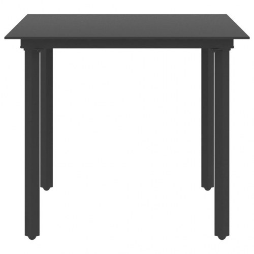 Havebord 80x80x74 cm stål og glas sort
