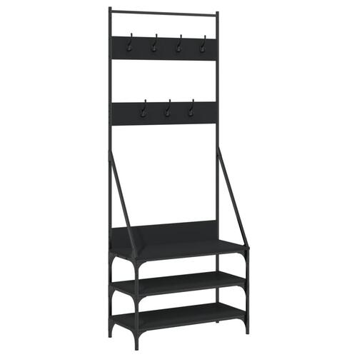 Tøjstativ med skoopbevaring 72x34x184 cm sort
