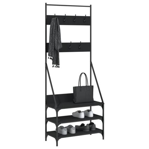 Tøjstativ med skoopbevaring 72x34x184 cm sort