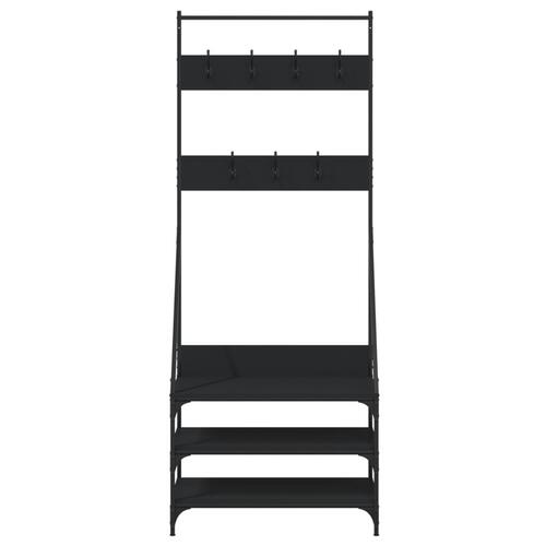 Tøjstativ med skoopbevaring 72x34x184 cm sort