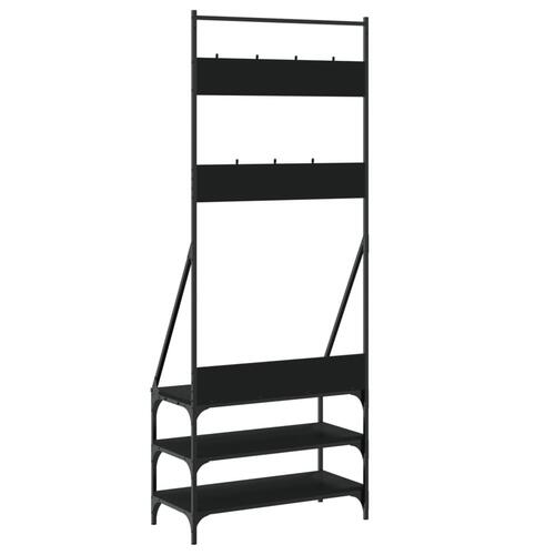 Tøjstativ med skoopbevaring 72x34x184 cm sort