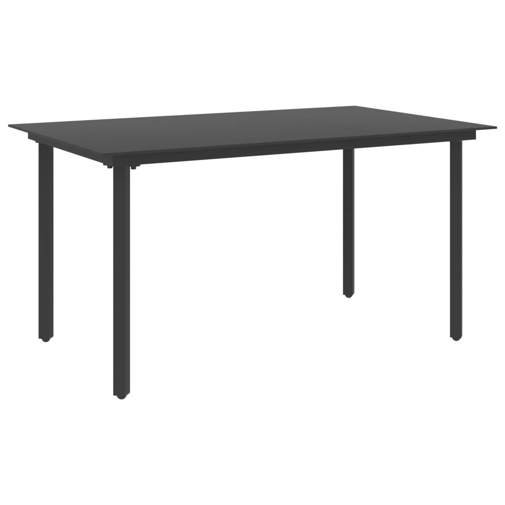 Havebord 150x80x74 cm stål og glas sort