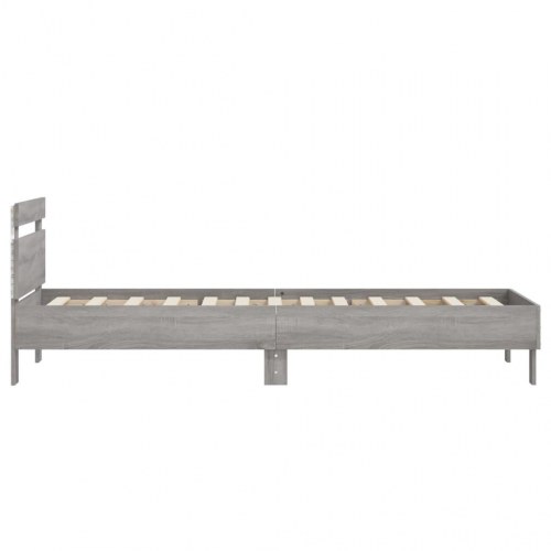 Sengeramme med sengegavl og LED-lys 90×190 cm - grå sonoma-eg