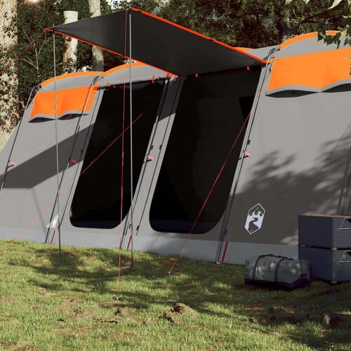 8-personers campingtelt vandafvisende grå og orange