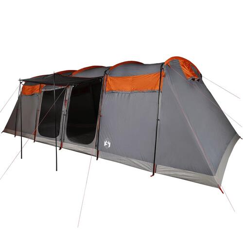 8-personers campingtelt vandafvisende grå og orange