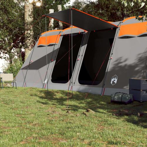 8-personers campingtelt vandafvisende grå og orange
