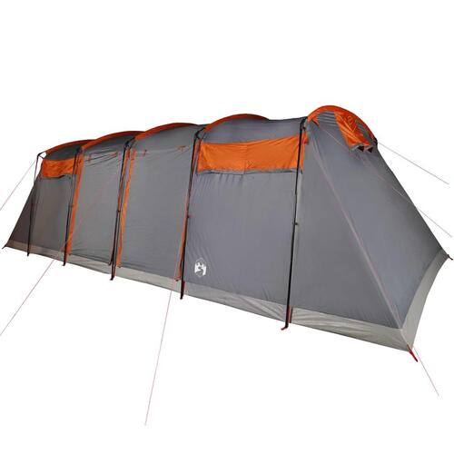 8-personers campingtelt vandafvisende grå og orange