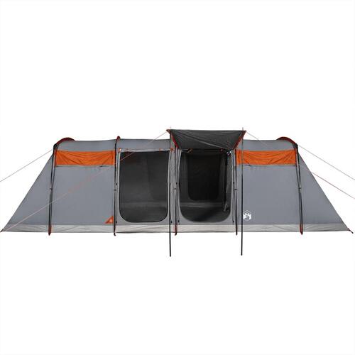 8-personers campingtelt vandafvisende grå og orange