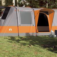 4-personers campingtelt vandafvisende grå og orange