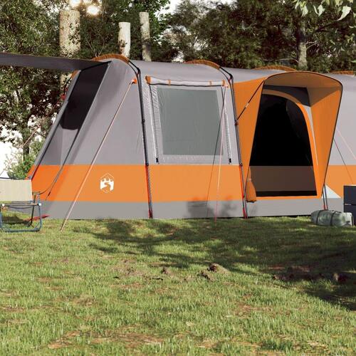 4-personers campingtelt vandafvisende grå og orange