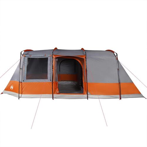 4-personers campingtelt vandafvisende grå og orange