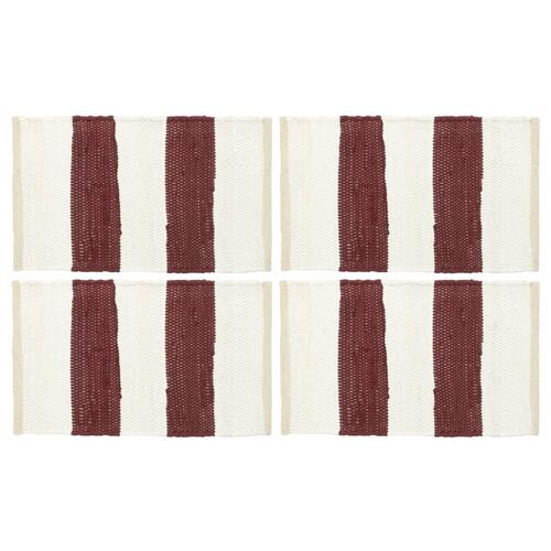 Dækkeservietter 4 stk. 30 x 45 cm chindi stribet bordeaux/hvid