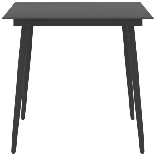 Havebord 80x80x74 cm stål og glas sort