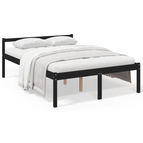 Seniorseng 140x200 cm massivt fyrretræ sort