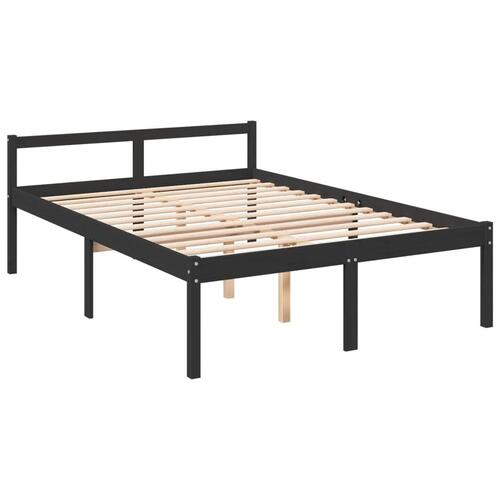 Seniorseng 140x200 cm massivt fyrretræ sort