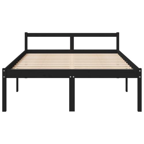 Seniorseng 140x200 cm massivt fyrretræ sort
