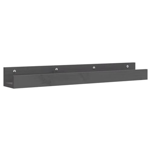 Væghylder 2 stk. 80x12x9 cm massivt fyrretræ grå