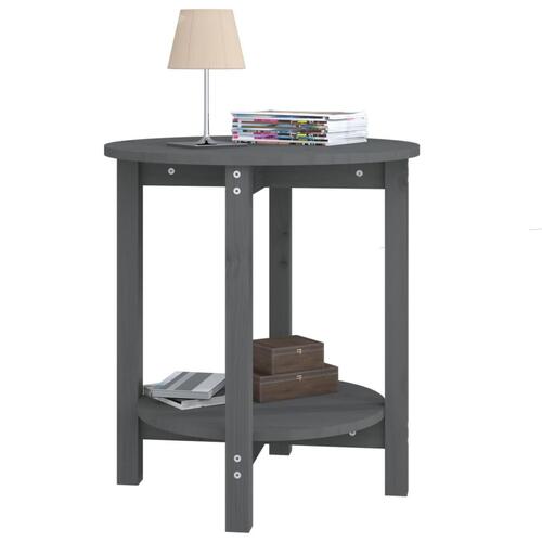 Sofabord Ø 55x60 cm massivt fyrretræ grå