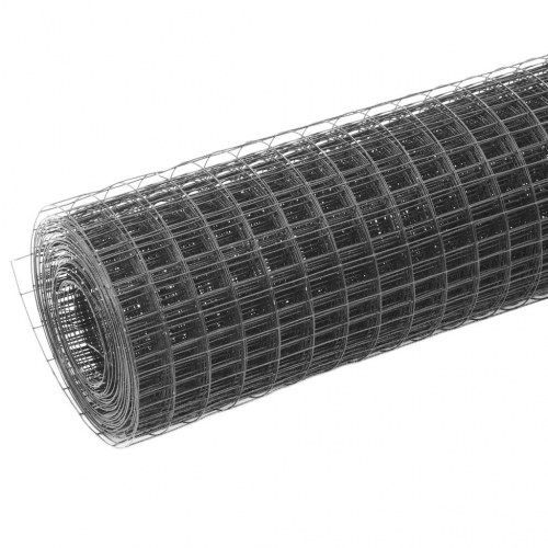 Hønsenet i galvaniseret stål med PVC-belægning 10 × 1 m - grå