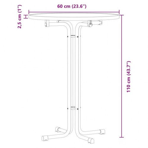 Barbord foldbart Ø60 x 110 cm - hvid