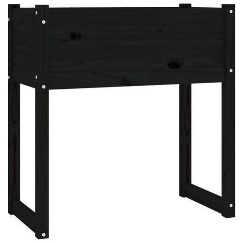 Plantekasse 78x40x81 cm massivt fyrretræ sort