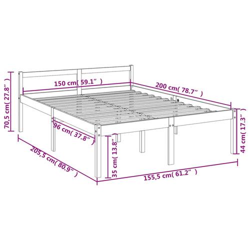 Seniorseng 150x200 cm kingsize massivt fyrretræ