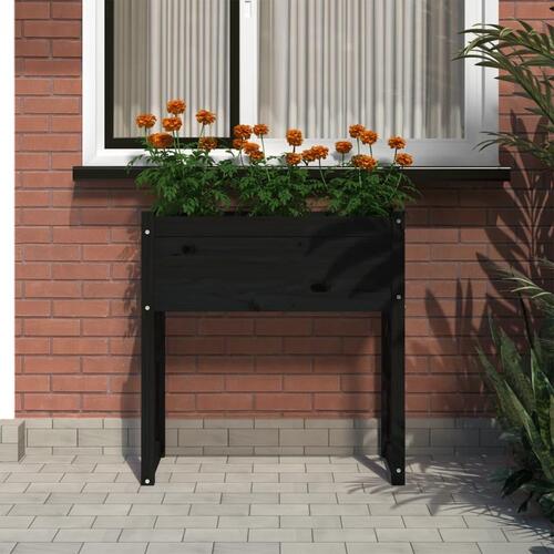 Plantekasse 78x40x81 cm massivt fyrretræ sort