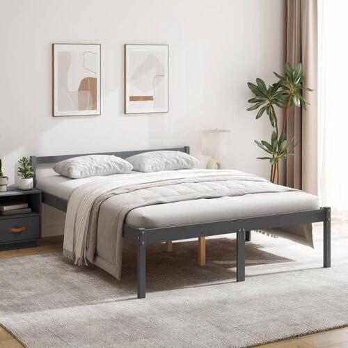 Seniorseng 150x200 cm kingsize massivt fyrretræ grå
