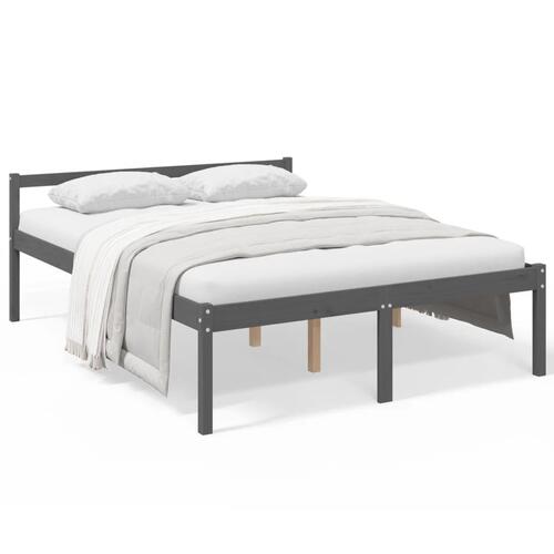 Seniorseng 150x200 cm kingsize massivt fyrretræ grå