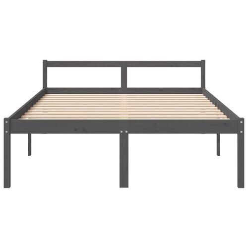 Seniorseng 150x200 cm kingsize massivt fyrretræ grå