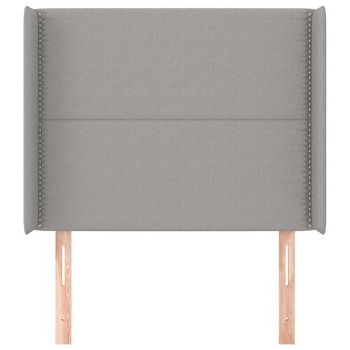 Sengegavl med kanter 103x16x118/128 cm stof lysegrå