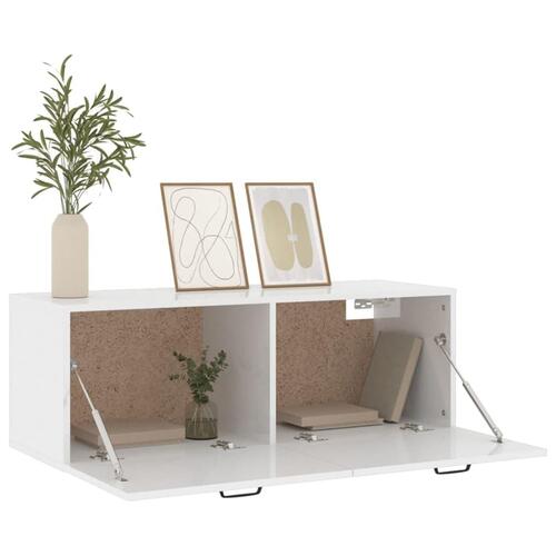 Vægskab 100x36,5x35 cm konstrueret træ hvid højglans