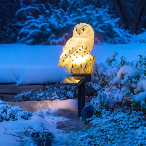 Hi soldrevet LED-lampe til have ugle hvid