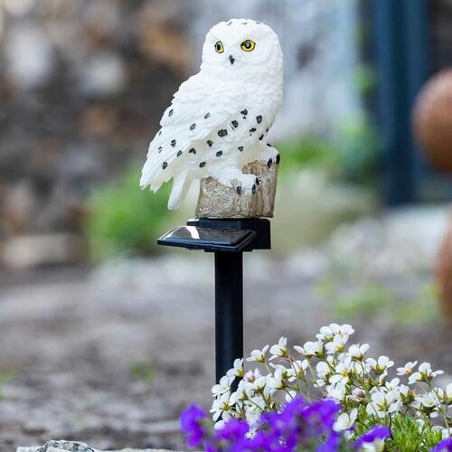 Hi soldrevet LED-lampe til have ugle hvid