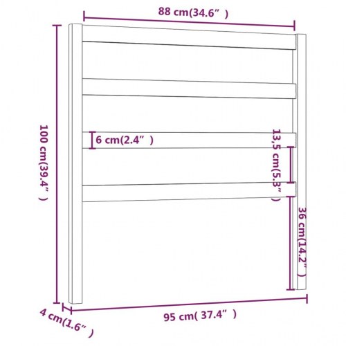 Sengegavl 95×4×100 cm i massivt fyrretræ - hvid