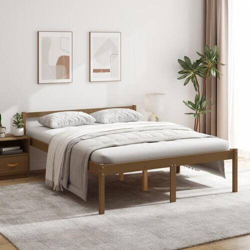 Seniorseng 150x200 cm kingsize massivt fyrretræ honningbrun