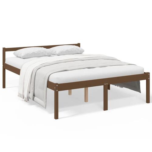 Seniorseng 150x200 cm kingsize massivt fyrretræ honningbrun