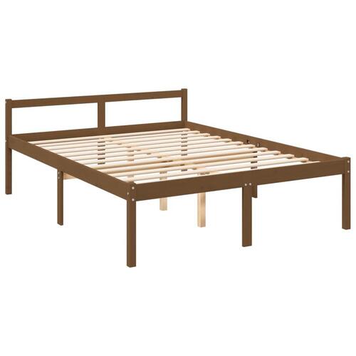 Seniorseng 150x200 cm kingsize massivt fyrretræ honningbrun