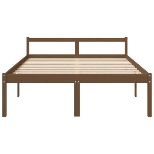 Seniorseng 150x200 cm kingsize massivt fyrretræ honningbrun