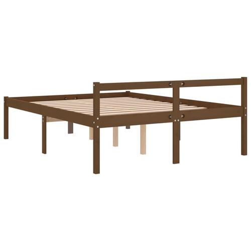 Seniorseng 150x200 cm kingsize massivt fyrretræ honningbrun