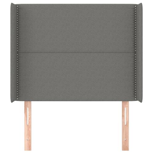 Sengegavl med kanter 103x16x118/128 cm stof mørkegrå
