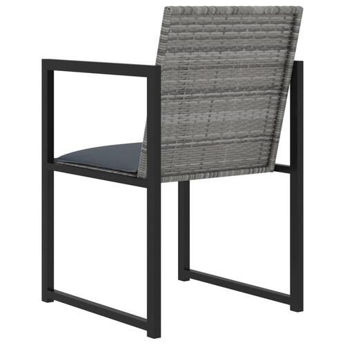 Udendørs spisebordssæt 9 dele med hynder polyrattan grå