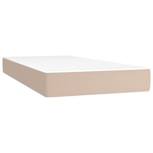 Springmadras m. pocketfjedre 90x190x20 cm kunstlæder cappuccino