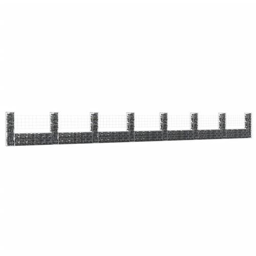 Gabionkurv med 8 stolper 860x20x100 cm U-facon jern