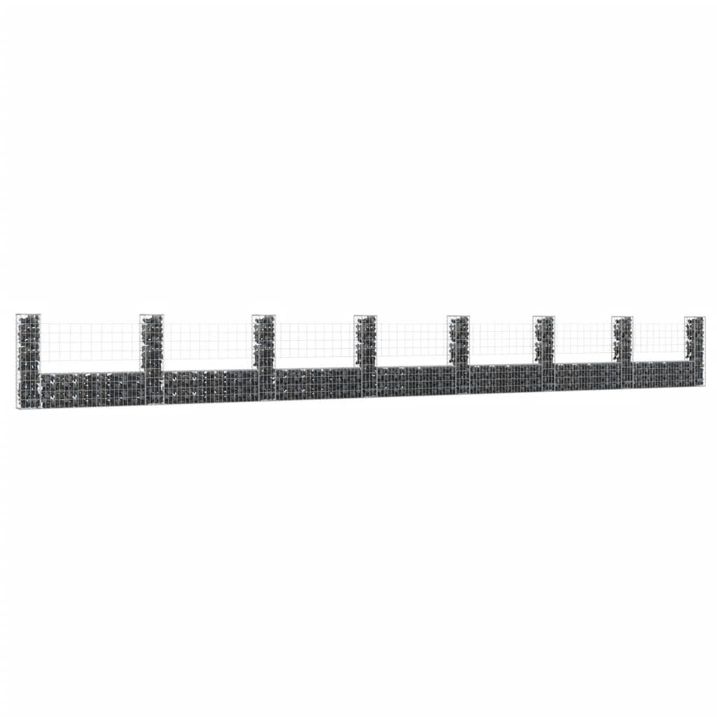 Gabionkurv med 8 stolper 860x20x100 cm U-facon jern