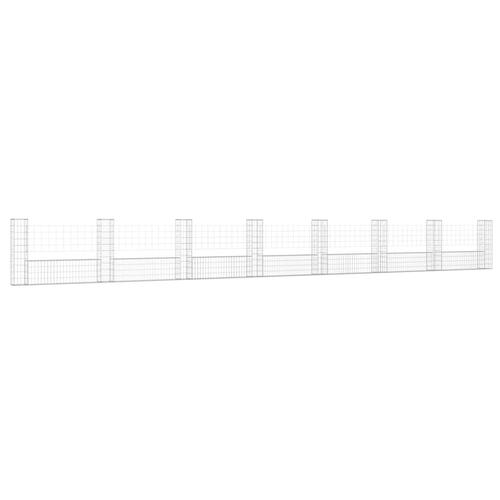Gabionkurv med 8 stolper 860x20x100 cm U-facon jern