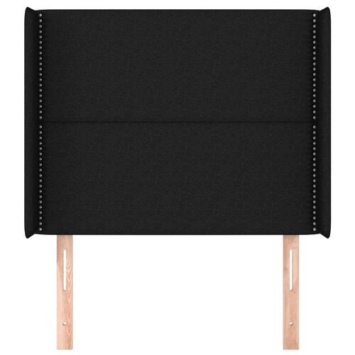 Sengegavl med kanter 103x16x118/128 cm stof sort