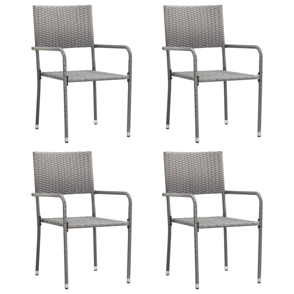 Udendørs spisebordsstole 4 stk. polyrattan antracitgrå